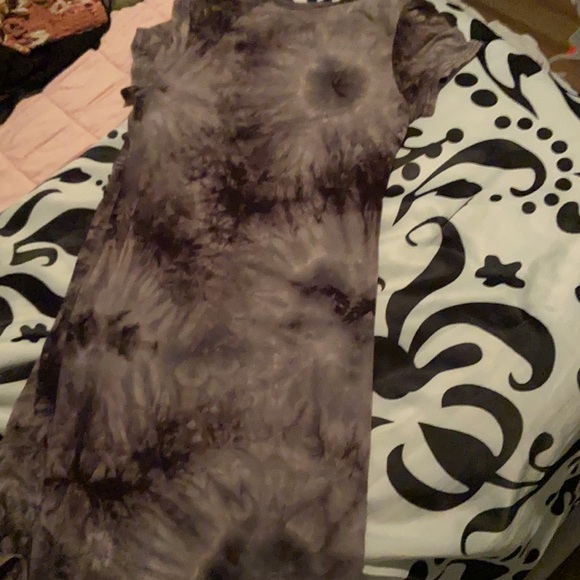 Tie die black and gray casual spandex dress - Picture 5 of 5